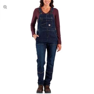Carhartt, Women's Denim Double Knee Workwear Overalls,Blue, Size Med (8/10l
